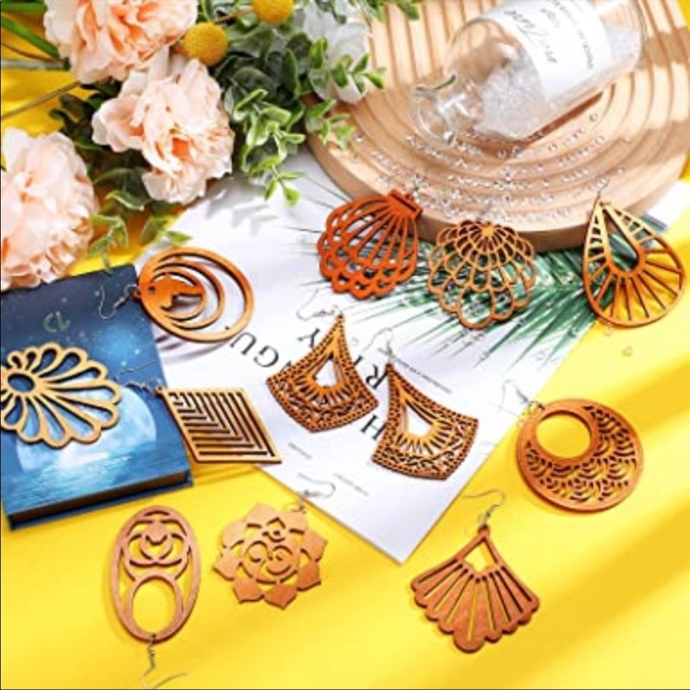 2pairs for 15$ African Wooden Dangle Drop Earrings